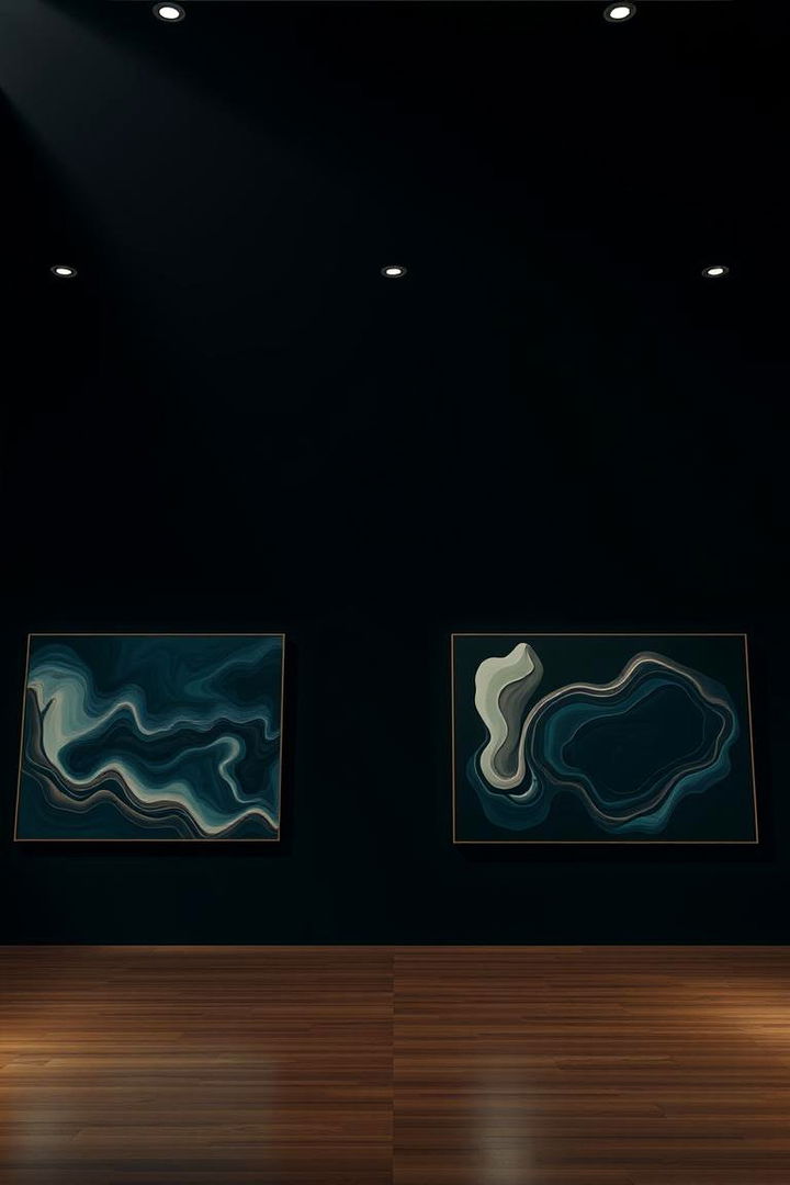 Modern Abstract Art on a Black Backdrop - 22 Black Accent Wall Ideas