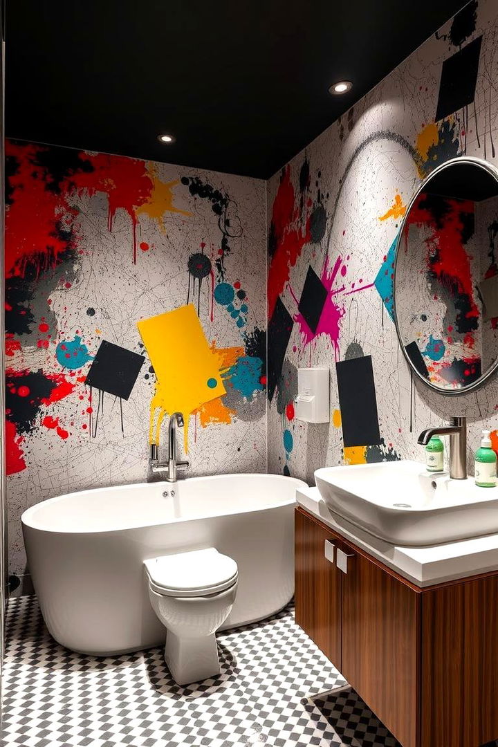 Modern Abstract Art - 22 Bathroom Wallpaper Ideas
