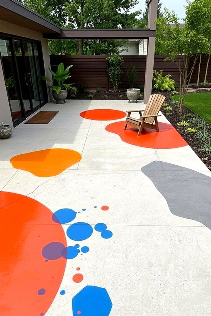 Modern Abstract Wonders - 22 Painted Concrete Patio Ideas
