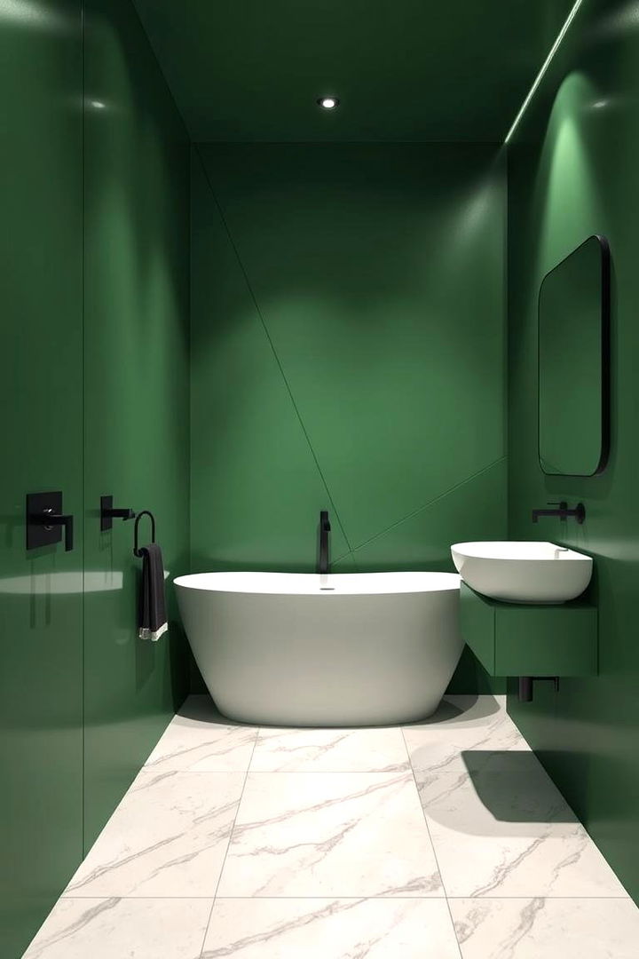 Modern Angles and Green Hues - 22 Black and Green Bathroom Ideas