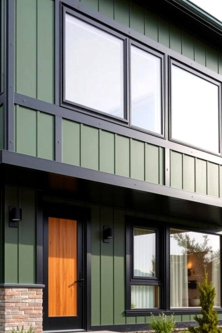 Modern Architectural Elegance - 22 Green House Exterior With Black Trim