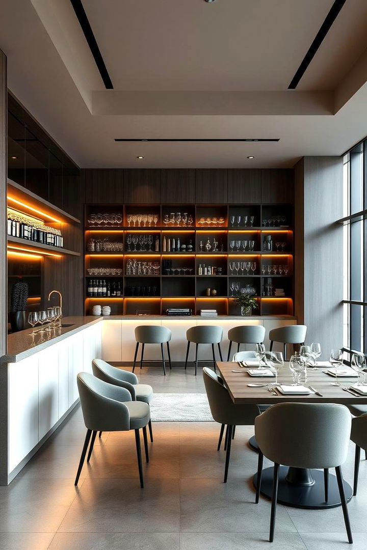 Modern Bar Area Integration - 22 Moody Dining Room Ideas