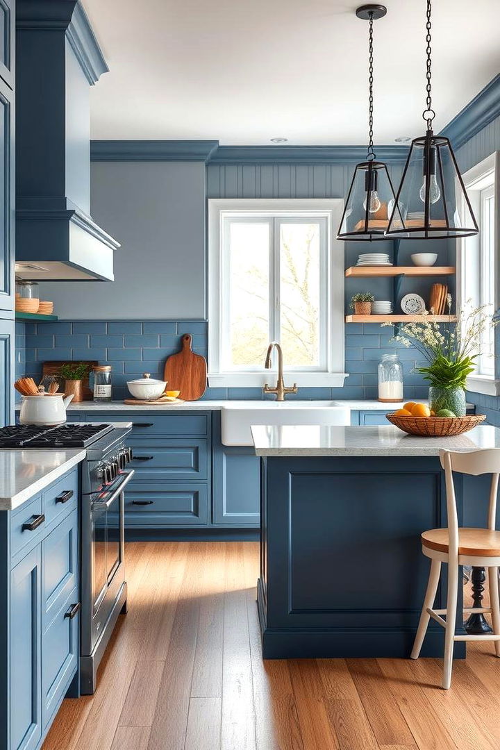 Modern Blue Mixing with Traditional - 22 Blue French Country Kitchen Ideas