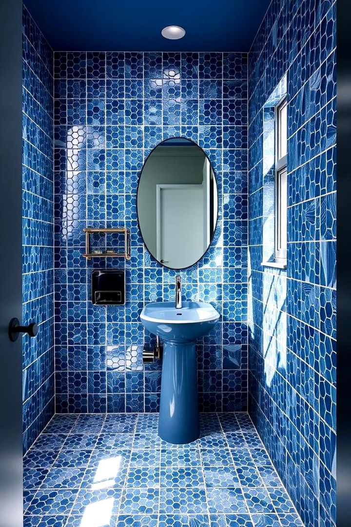 Modern Blue Tile Designs - 22 blue powder room ideas