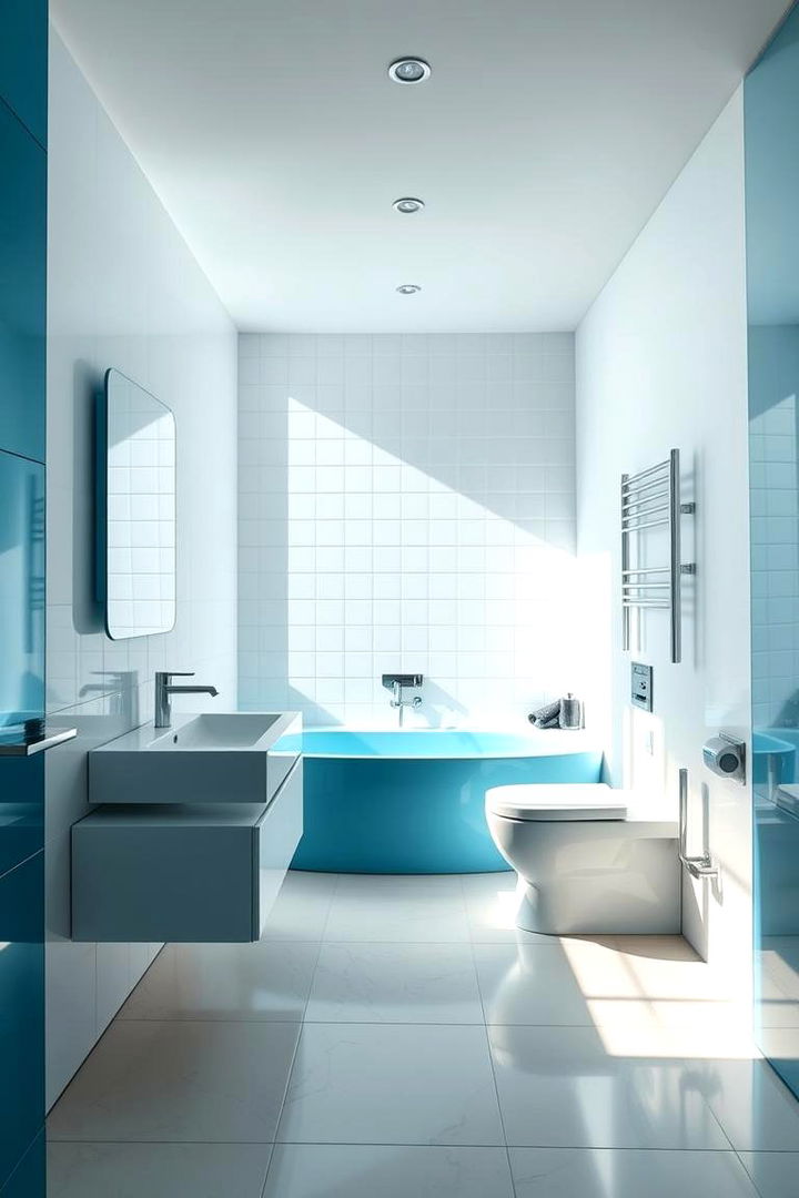 Modern Blue with Natural Light - 22 Blue and White Bathroom Ideas