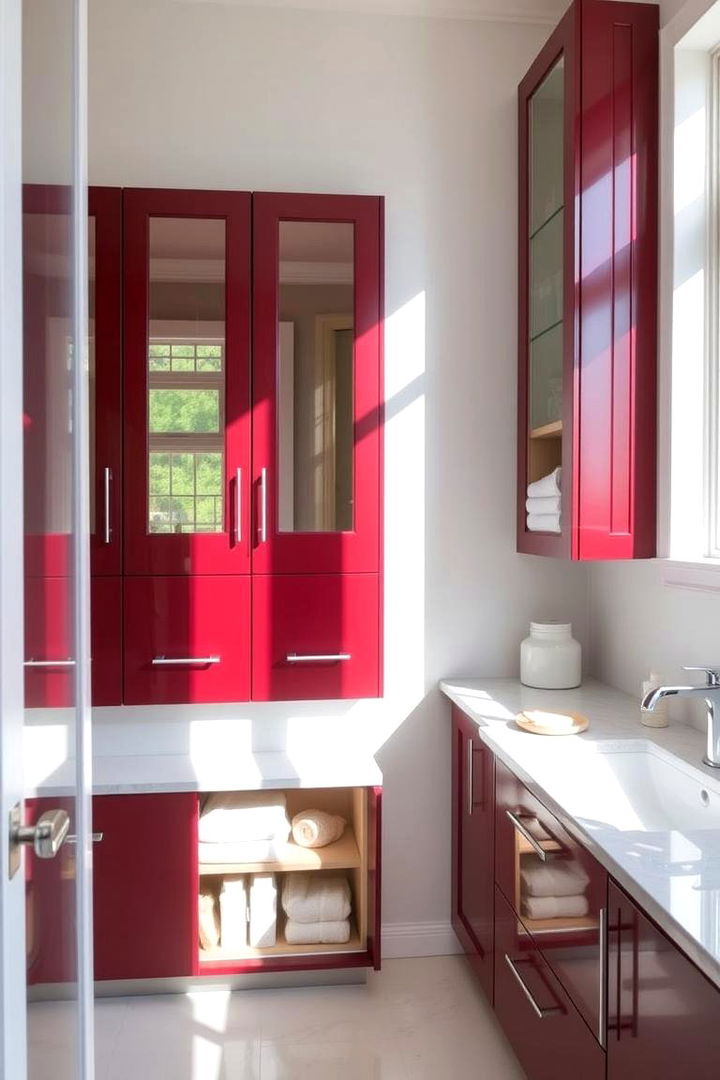Modern Burgundy Painted Cabinets - 22 Burgundy Bathroom Ideas