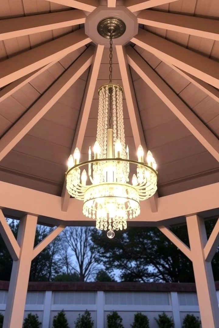 Modern Chandelier Ambiance - 22 Gazebo Lighting Ideas