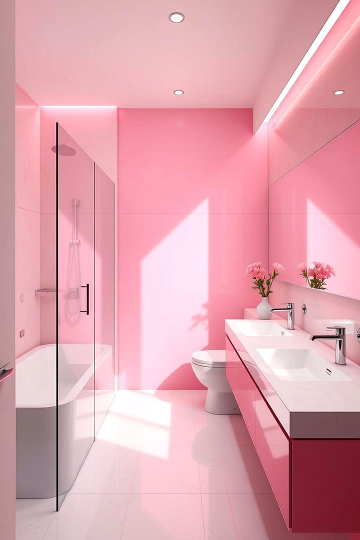 Modern Chic Retreat - 22 Pink Tile Bathroom Ideas