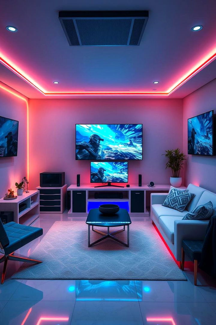 Modern Console Gaming Den - 22 Luxury Game Room Ideas