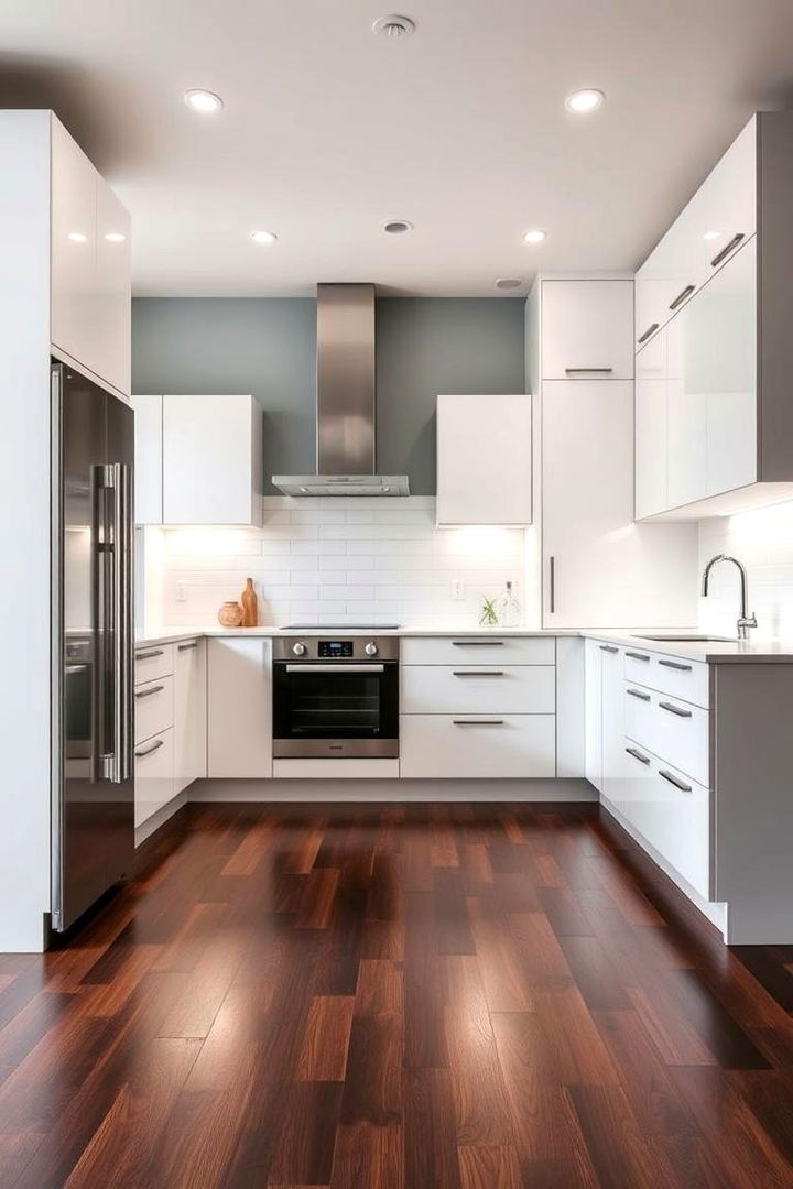 Modern Contrasts for Bold Statements - 22 Kitchen With Dark Wood Floors