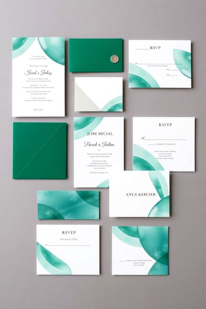 Modern Emerald Wedding Stationery - 22 Emerald Green Wedding Ideas