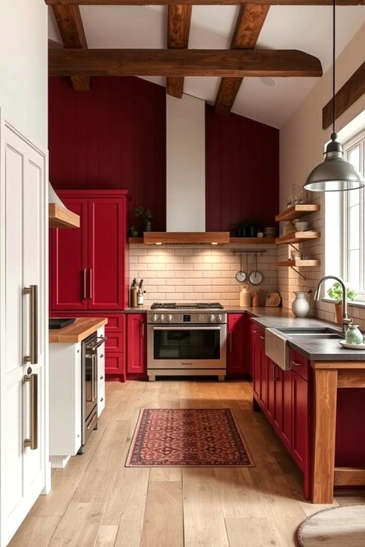 Modern Farmhouse Cream with Barn Red - 22 Two Tone Wall Paint Ideas