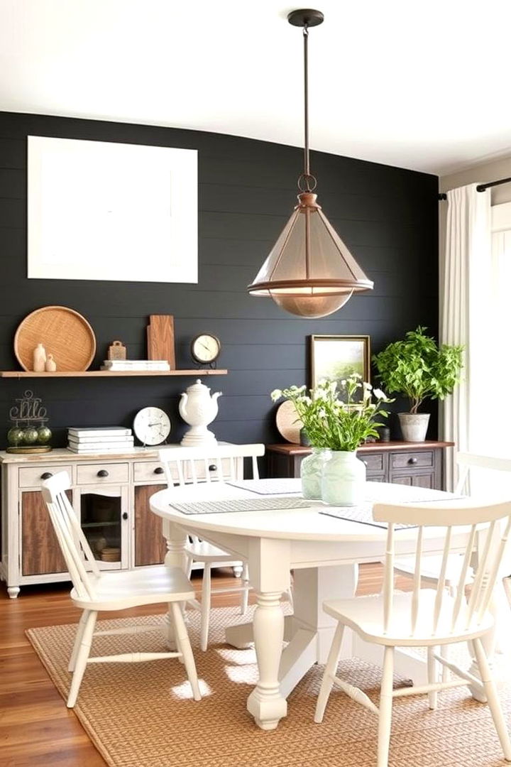 Modern Farmhouse Twist - 22 Black Accent Wall Dining Room Ideas