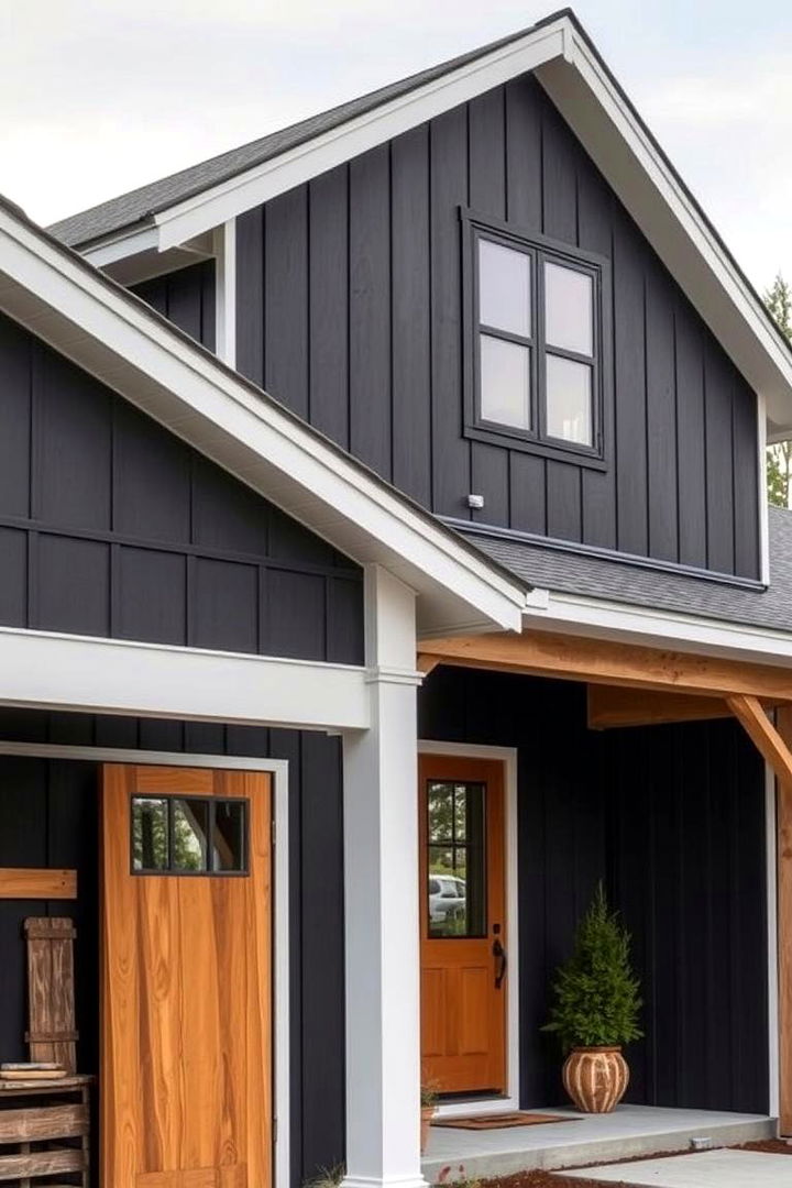 Modern Farmhouse in Dark Tones - 22 black siding house ideas