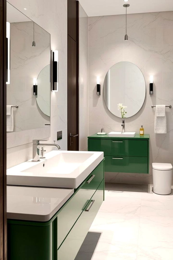 Modern Fixtures Integration - 22 Bathroom With Green Vanity