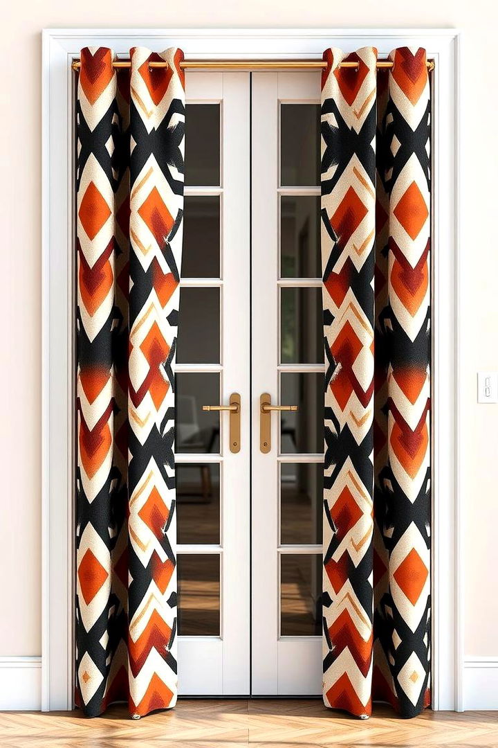 Modern Geometric Designs - 22 French Door Curtain Ideas