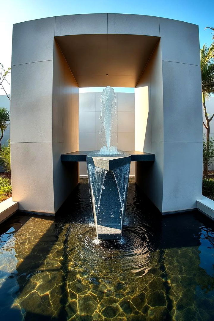 Modern Geometric Fountain - 22 Water Feature Ideas