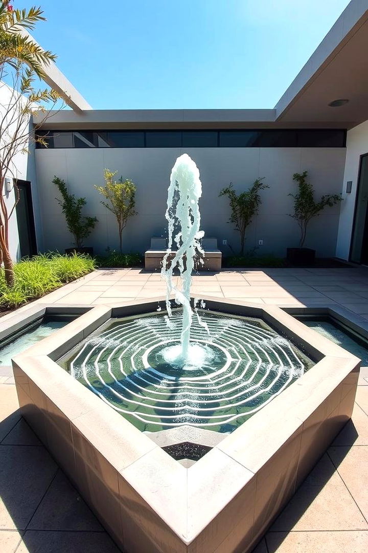 Modern Geometric Fountain - 22 Backyard Fountain Ideas