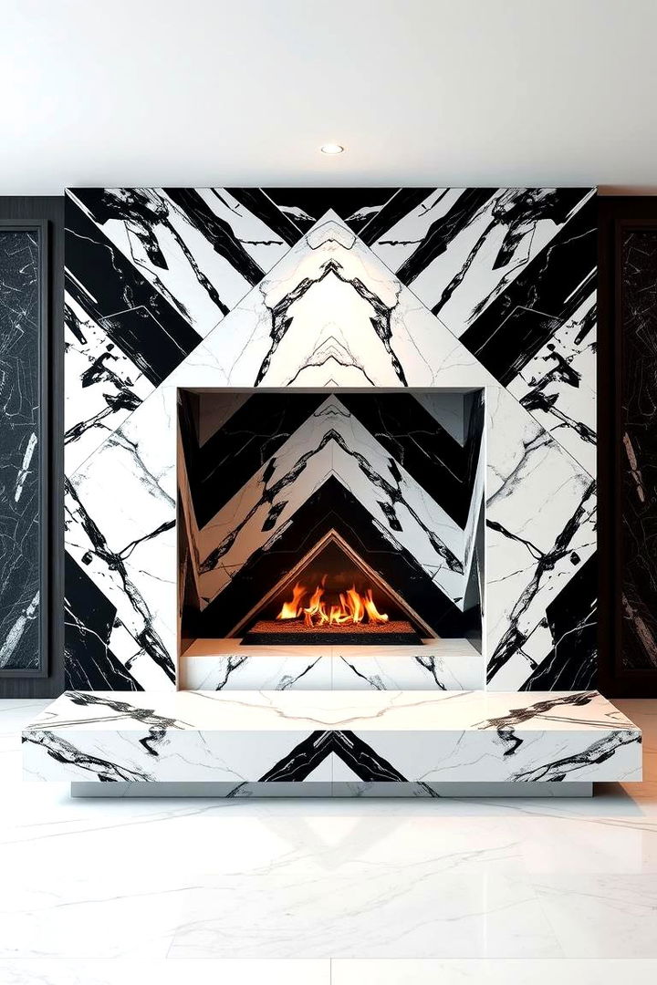 Modern Geometric Marble Expressions - 22 Marble Fireplace Ideas