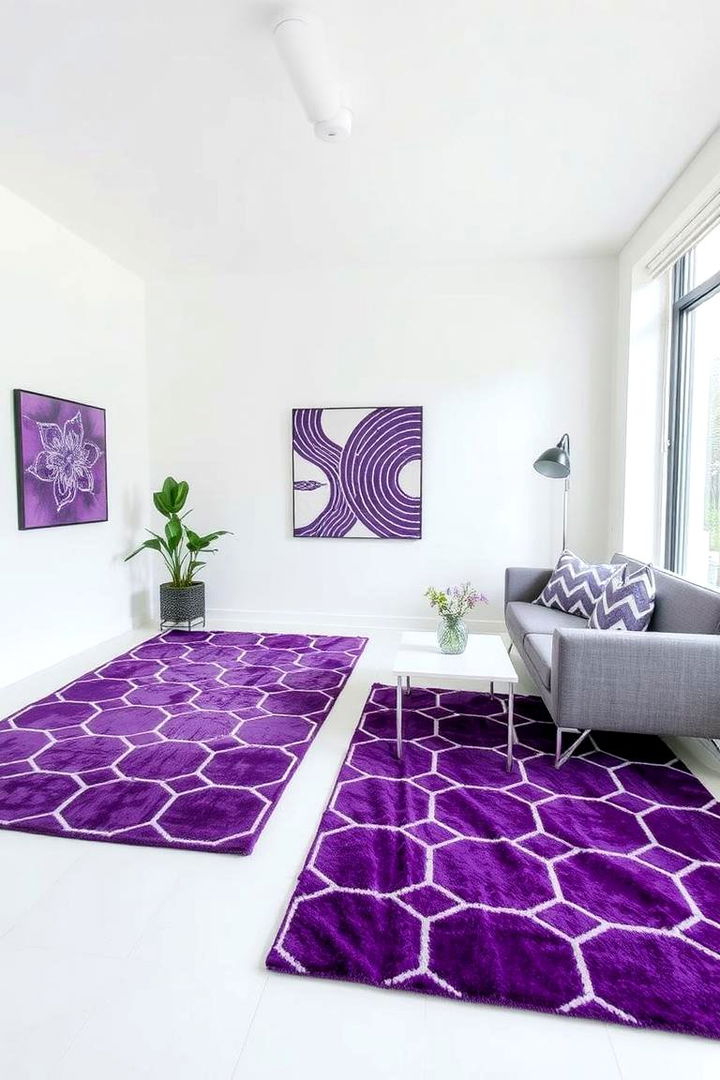 Modern Geometric Patterns in Purple - 22 Purple Living Room Ideas