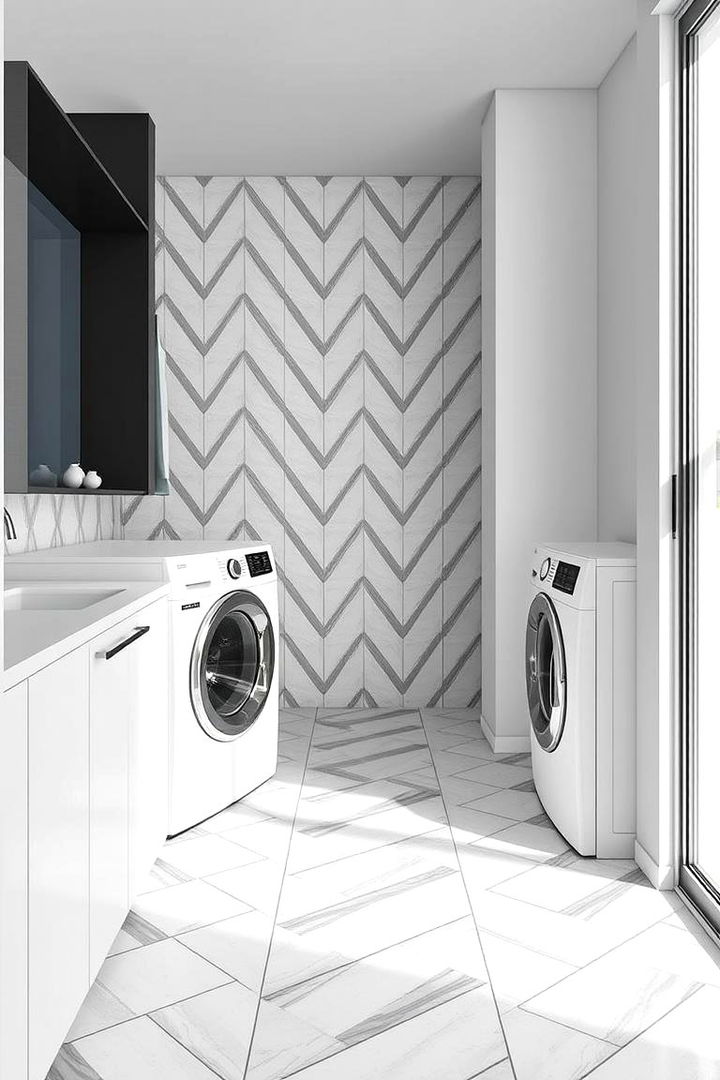 Modern Geometric Tile Patterns - 22 Laundry Room Tile Ideas