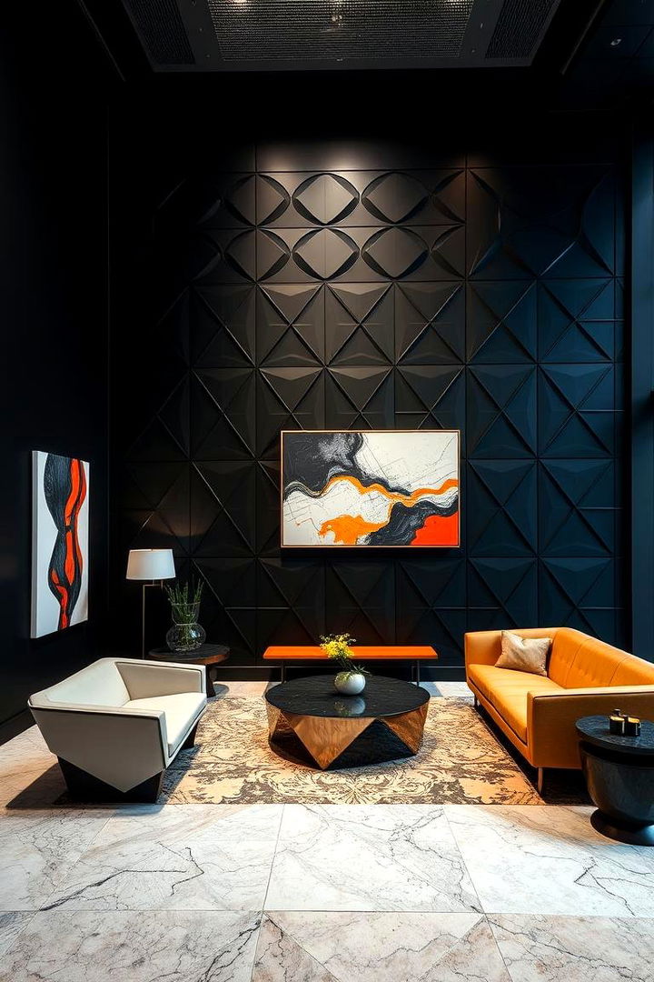 Modern Geometric Touch - 22 Black Accent Wall Bedroom Ideas