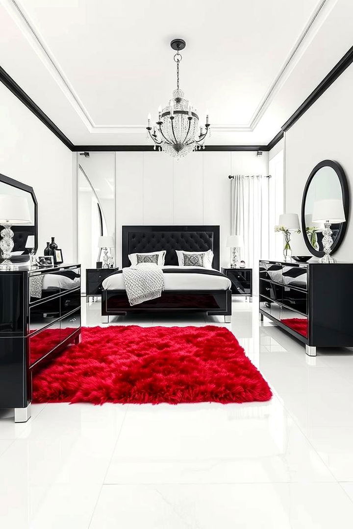 Modern Glam Appeal - 22 red black and white bedroom ideas