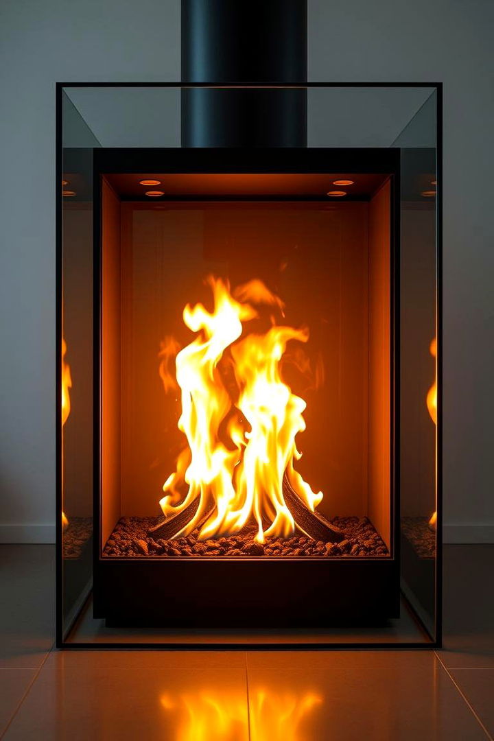 Modern Glass Enclosed Corner Fireplace - 22 Corner Fireplace Ideas