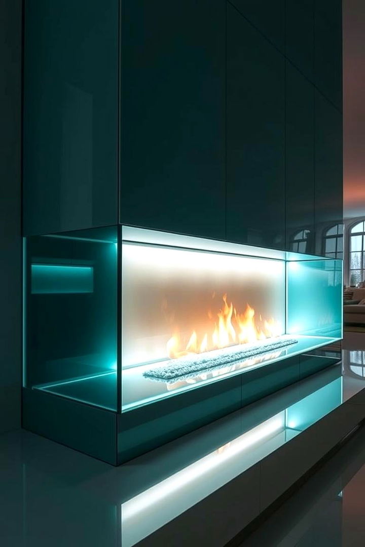 Modern Glass Hearth Innovations - 22 Fireplace Hearth Ideas