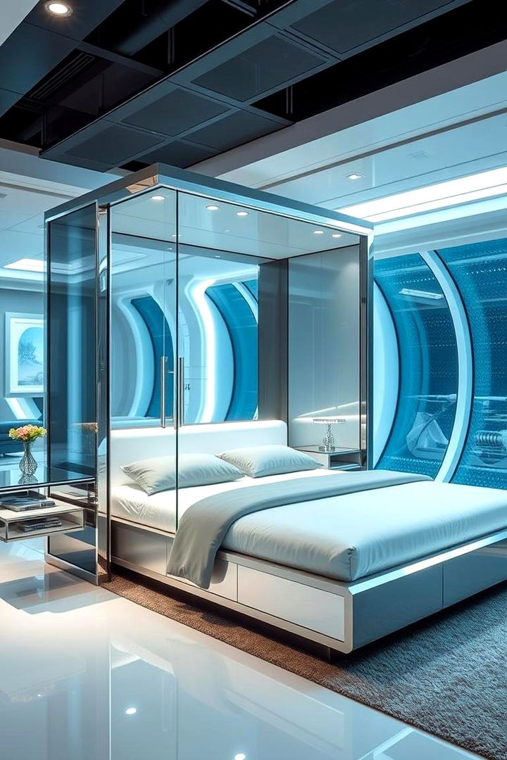 Modern Glass and Metal Murphy Bed - 22 Murphy Bed Ideas