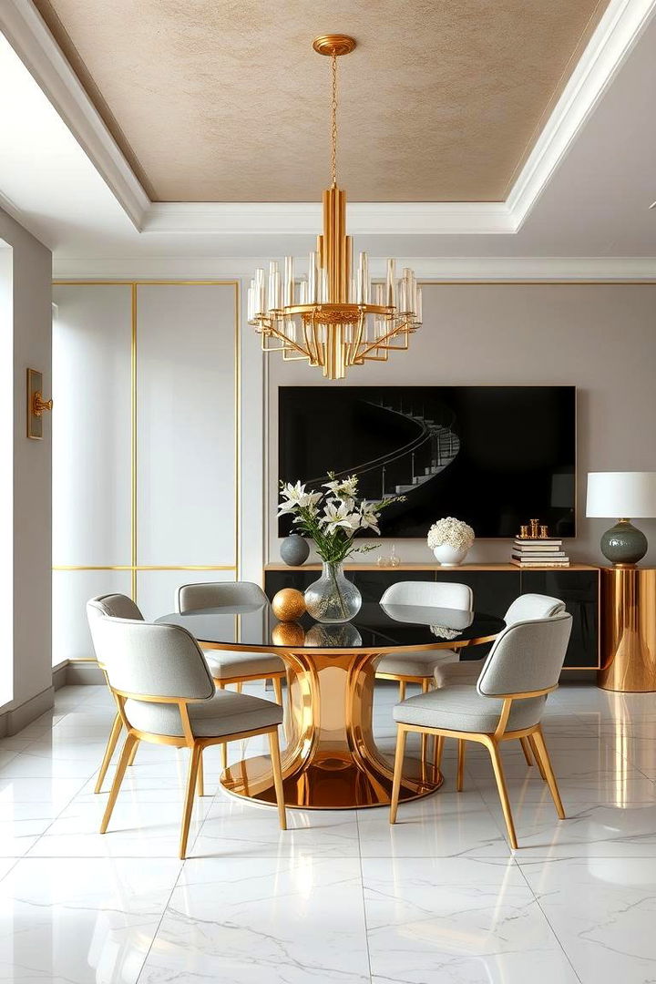 Modern Gold Accents - 22 Glam Dining Room Ideas