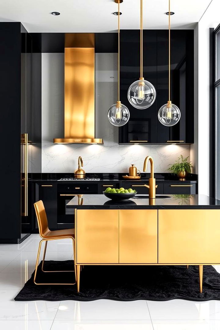 Modern Gold Accents - 22 black white and gold kitchen ideas