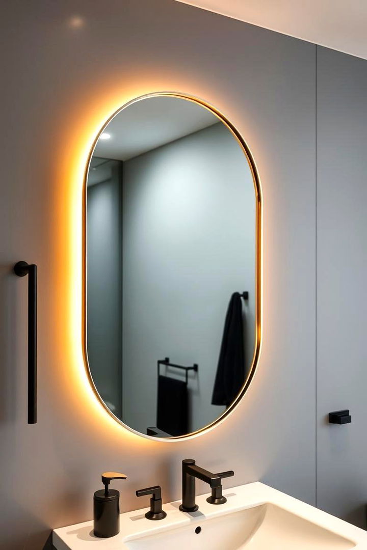 Modern Gold Mirror - 22 Black and Gold Bathroom Ideas