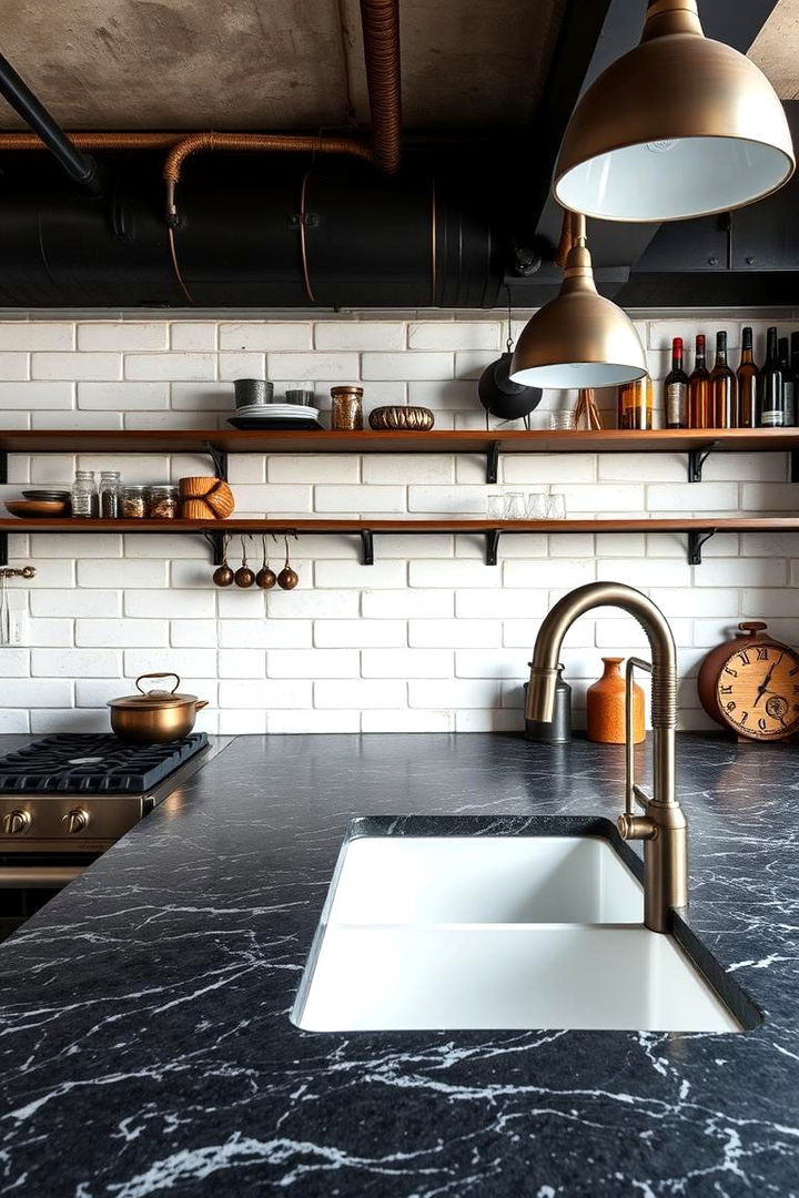 Modern Industrial Charm - 22 Black Granite Countertops Kitchen Ideas
