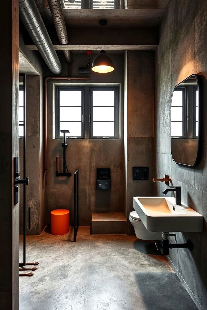 Modern Industrial Orange - 22 Orange Bathroom Ideas