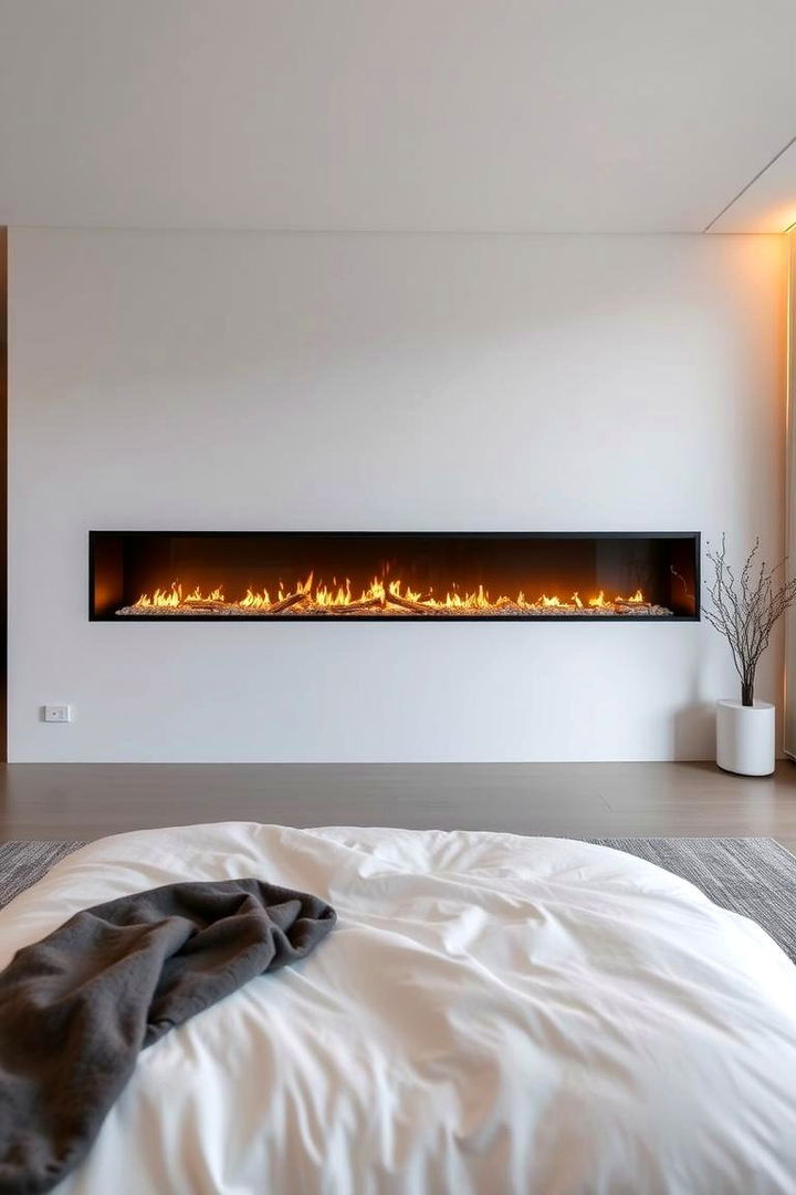 Modern Linear Fireplace - 22 Bedroom Fireplace Ideas
