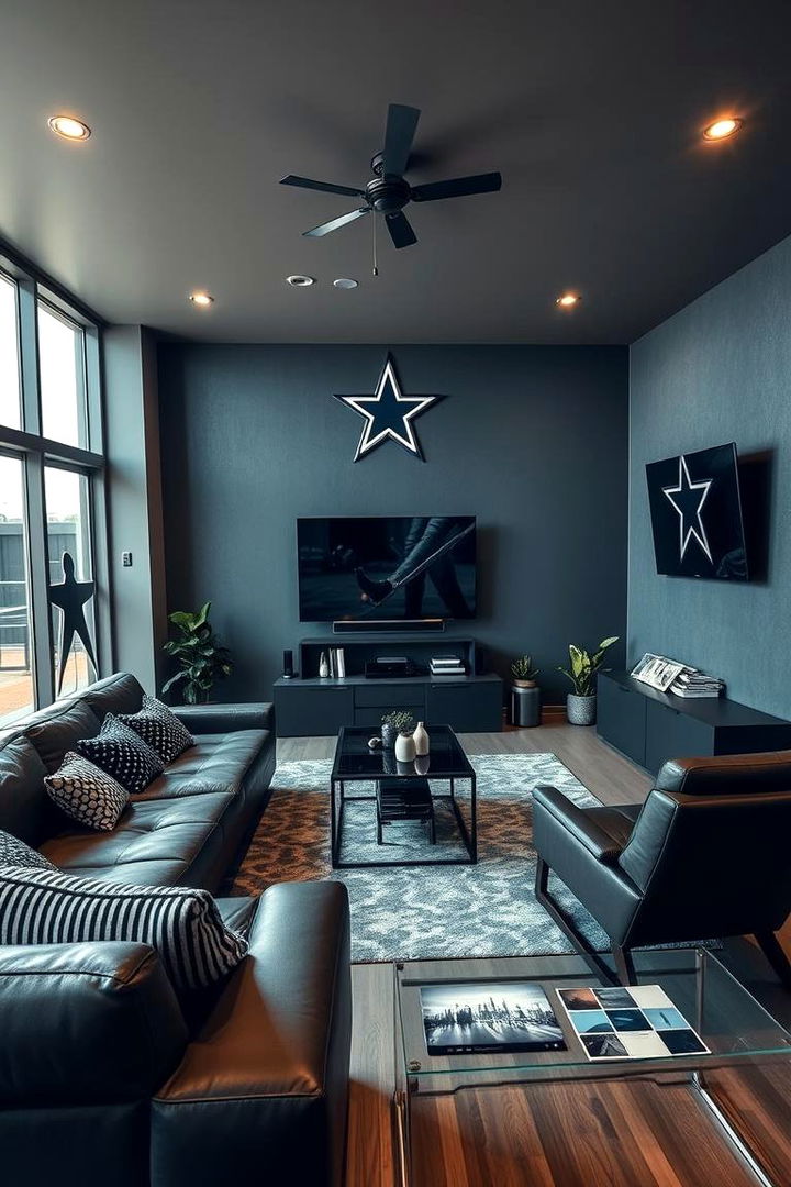 Modern Man Cave With Cowboys Flair - 22 Dallas Cowboys Man Cave Ideas