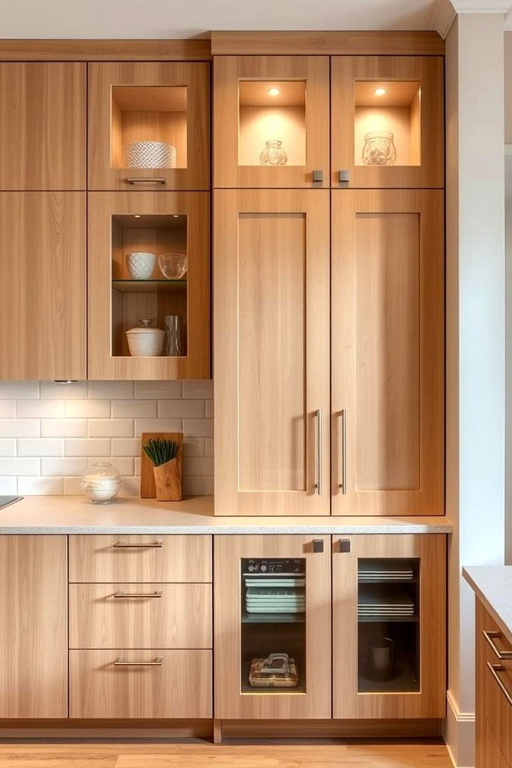 Modern Maple with Glass Inserts - 22 Maple Kitchen Cabinets Ideas