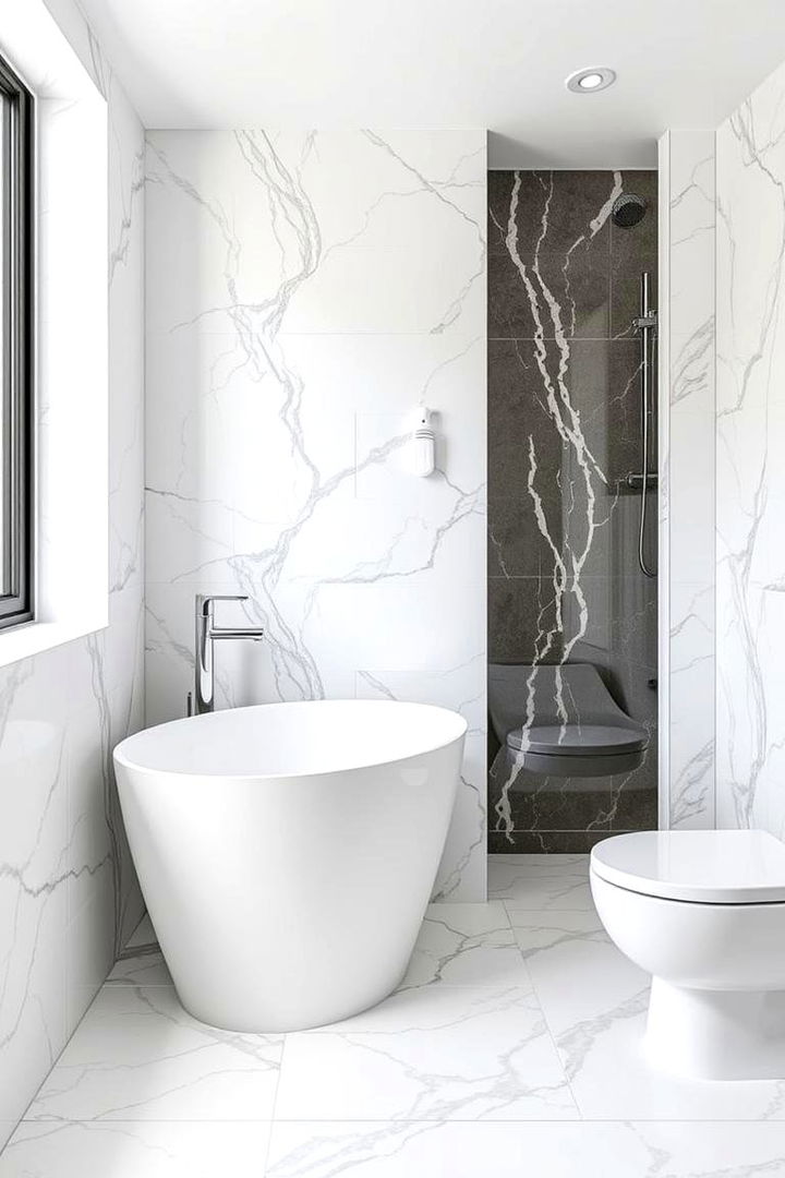 Modern Marble Grout Techniques - 22 Marble Bathroom Ideas