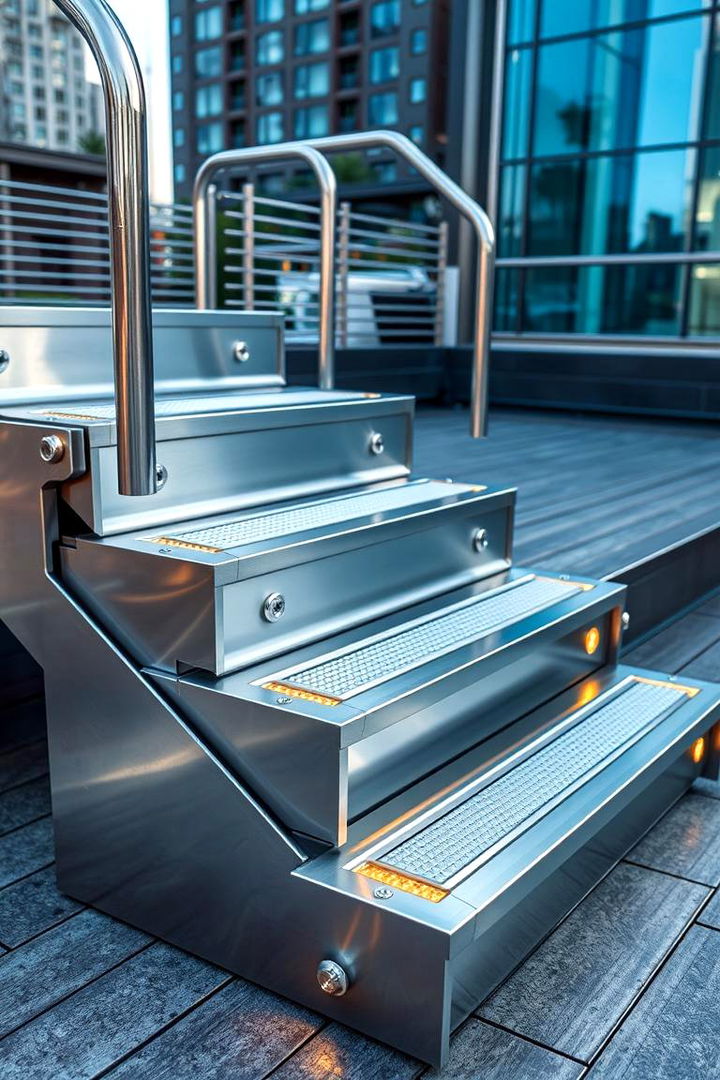 Modern Metal Accents - 22 Deck Steps Ideas