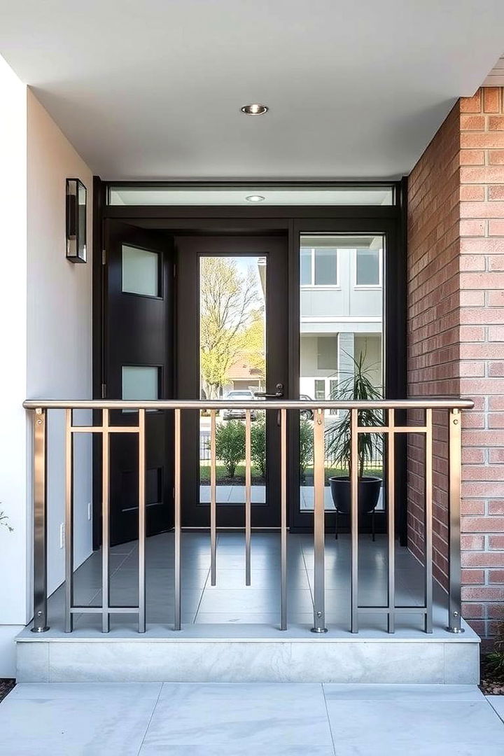 Modern Metal Minimalism - 22 Front Porch Railing Ideas
