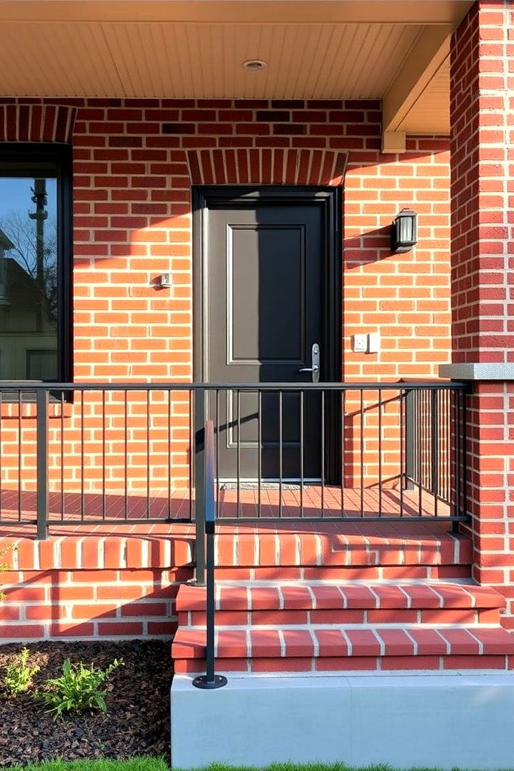 Modern Metal Railings with Brick - 22 Brick Porch Ideas