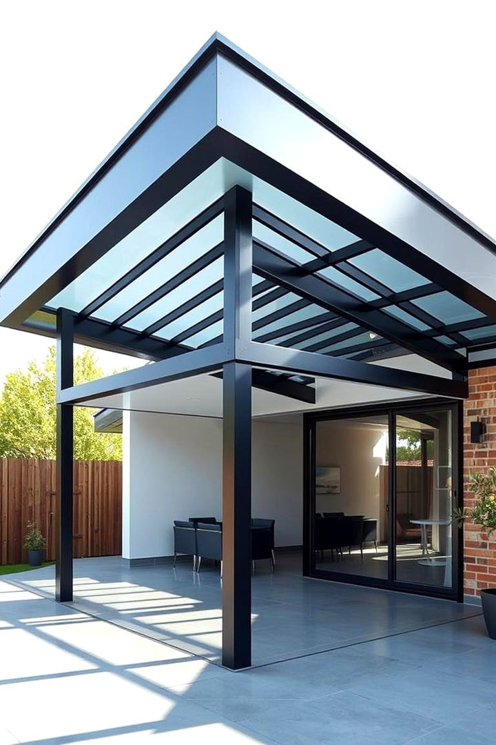 Modern Metal Roof Extension - 22 Covered Deck Ideas