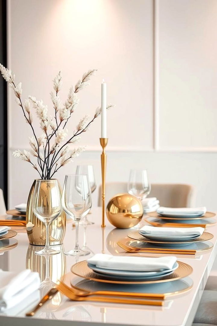 Modern Metallic Accents - 22 Wedding Table Decoration Ideas