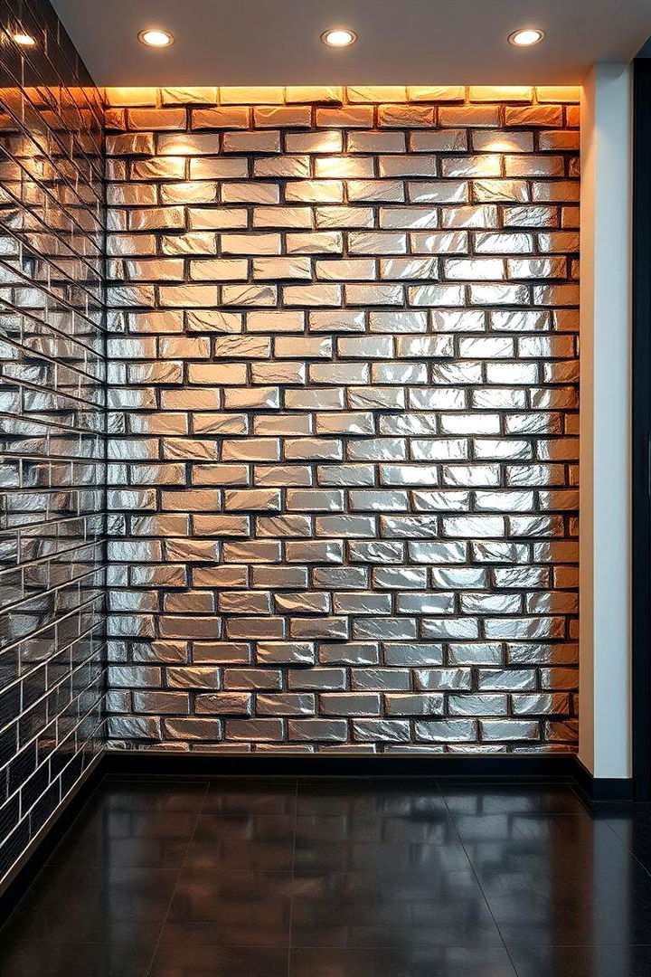Modern Metallic Brick Wallpaper - 22 Brick Wallpaper Ideas