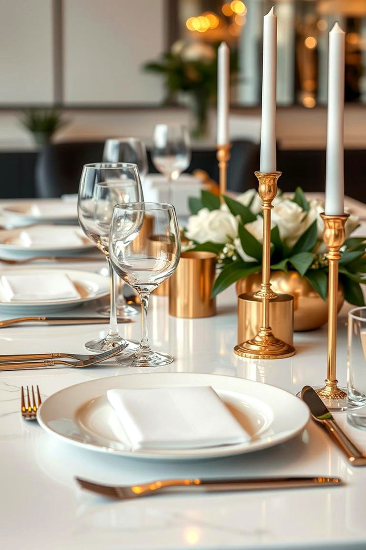 Modern Metallic Finishes - 22 Dining Room Table Decor Ideas