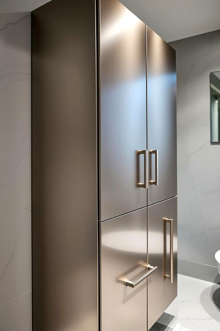 Modern Metallic Finishes - 22 Bathroom Cabinet Ideas