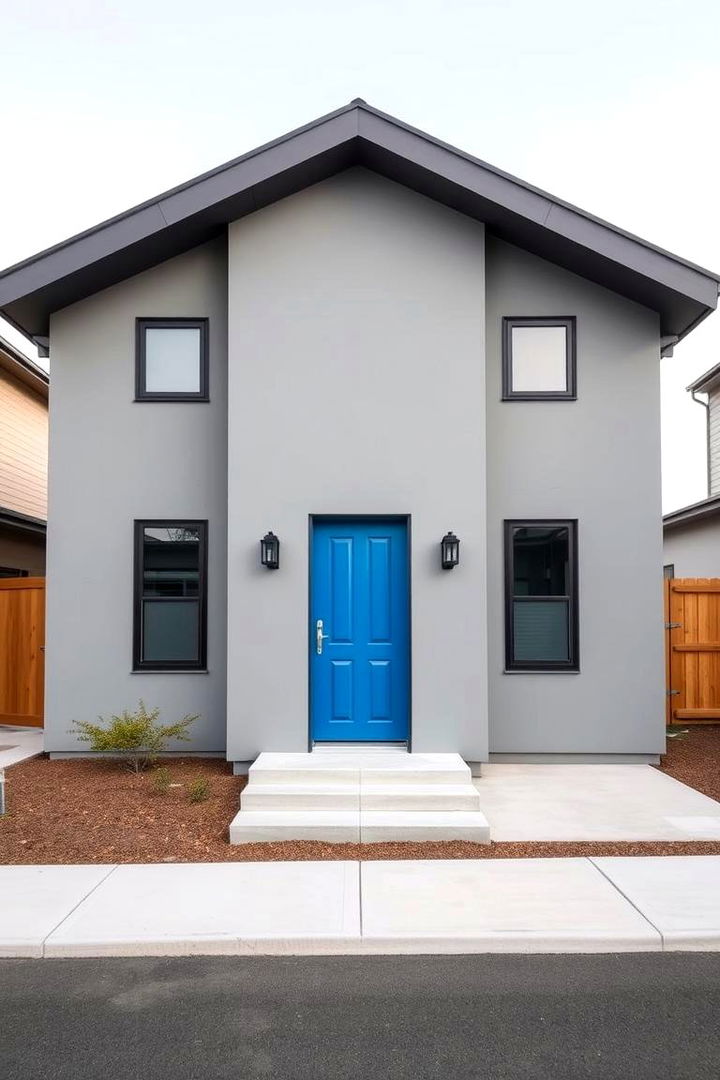 Modern Minimalism - 22 Grey House With Blue Door Ideas