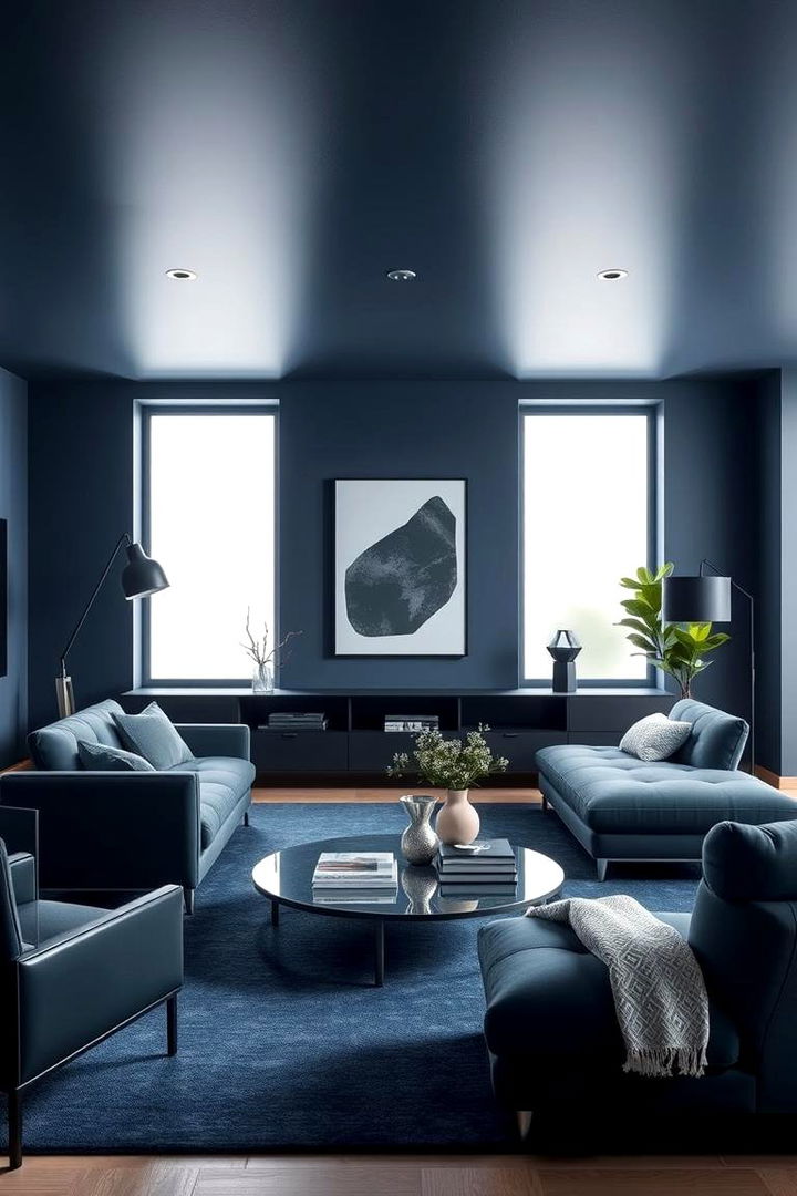 Modern Minimalism - 22 Navy Blue Living Room Ideas