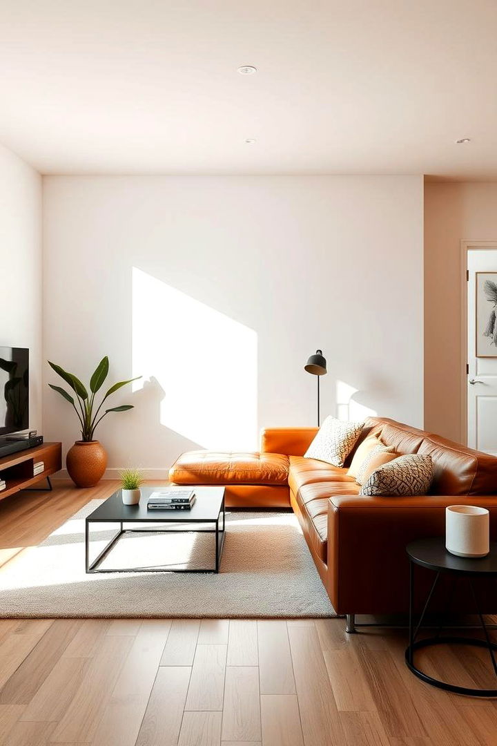 Modern Minimalism - 22 Brown Leather Couch Living Room Ideas